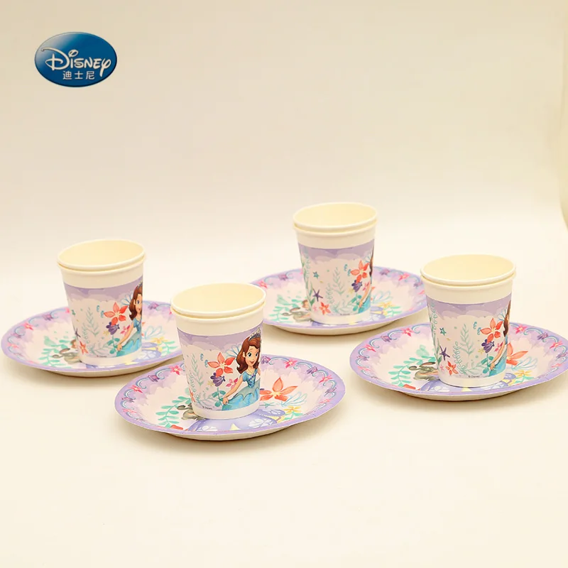Sophia высококачественный одноразовый набор посуды 12 шт./партия 6 шт. чашка+ 6 шт. тарелка для детей день рождения украшения
