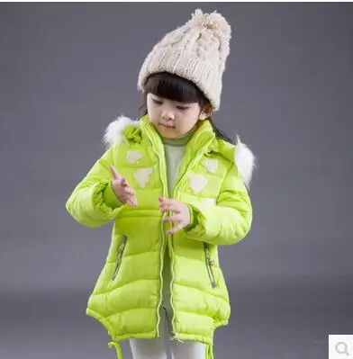 Осенне-весенняя детская куртка на подкладке из хлопка стеганый пуховик для девочек яркие цвета теплое толстое пальто для детей - Цвет: Зеленый