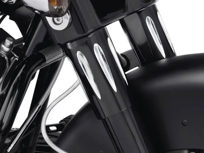 Black Deep Cut Billet Aluminum Fork Boot Slider Cover For Harley Davidson Touring Models 1984-2013