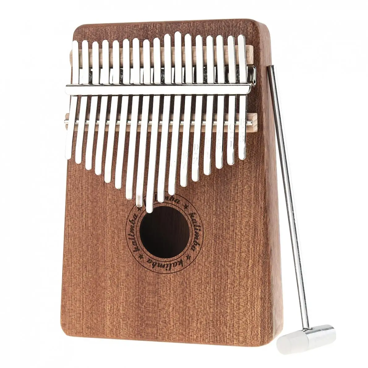 

17key Kalimba Thumb Piano High-Quality Wood Mahogany Single Board Sapele Thumb Piano Mini Keyboard Instrument withTuning Hammer