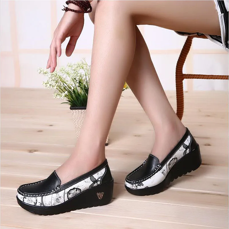 Female Swing shoes casual loafers platform women s fashion pumps shoes patchwork wedges heel shoes Spring