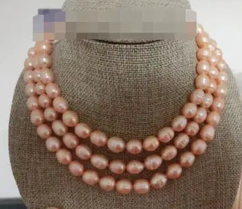 

HOT Huge AAA 9-10mm south sea pink pearl necklace 48 Inch