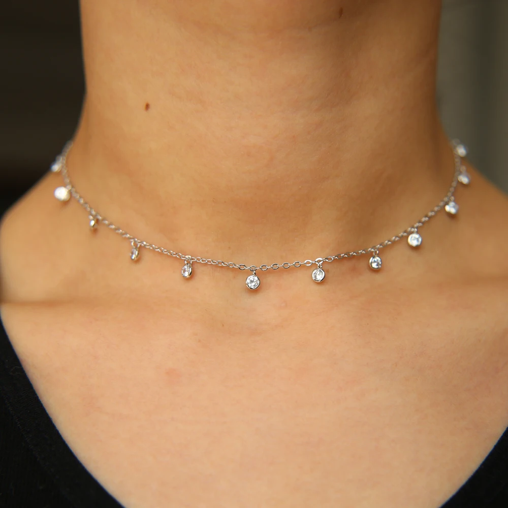 Новое поступление AAA прозрачный кубический цирконий капельная cz подвеска-бусы колье ожерелье для женщин изысканное ожерелье Высококачественная мода