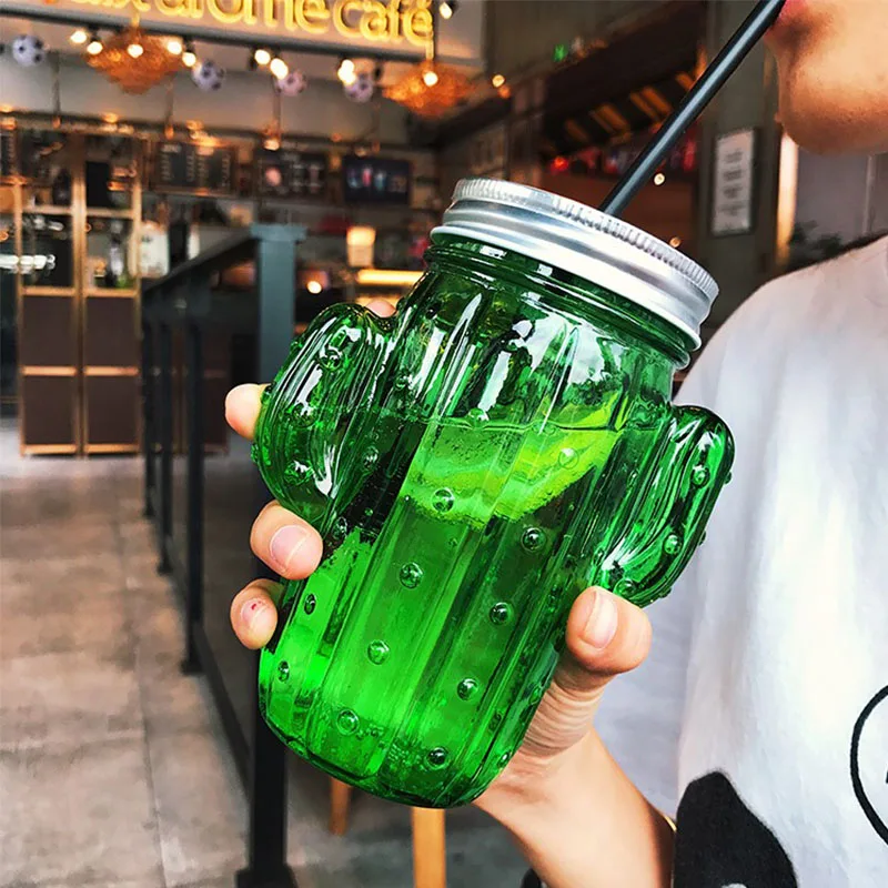 Ruida Creative Small Fresh Cactus Shape Straw Glass Cup High Temperature Resistant Fruit Teacup Summer Transparent Glass Cup Ruida Creative Small Fresh Cactus Shape Straw Glass Cup High Temperature Resistant Fruit Teacup Summer Transparent Glass Cup