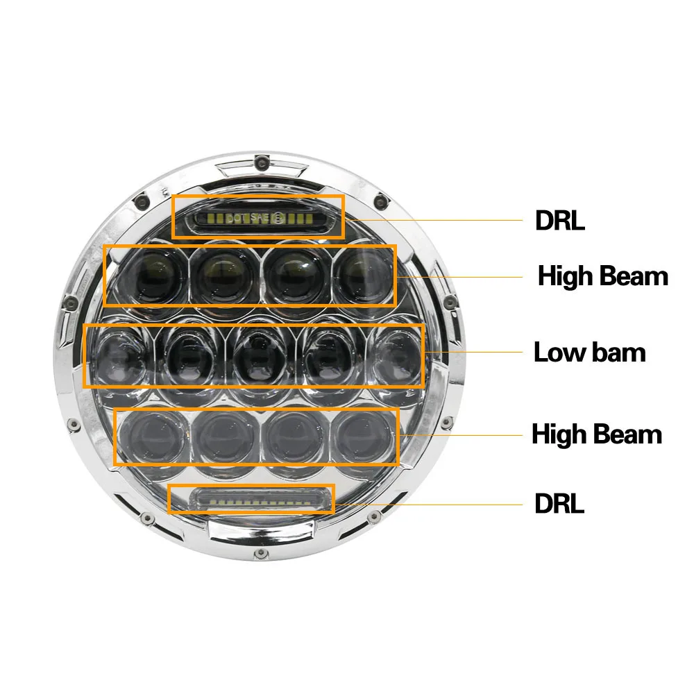 7 Inch headlights For Land Rover 90110 Defender H4 H13 7 round headlight Led DRL For Lada 4x4 urban Niva (6)
