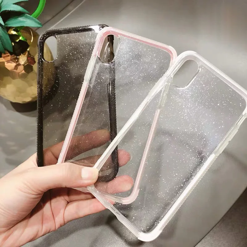 

Slim Glitter Bling Powder Transparent Soft TPU Case Cover on sfor iPhone X 7 6 5s 8 Plus XR XS MAX SE 6s Shiny Phone Capa Coque