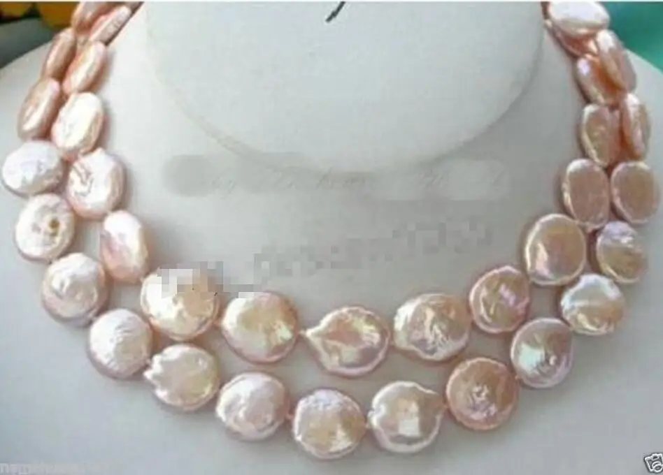 

Hot sale new Style >>>>> Long Natural 11-12MM freshwater pearl pink coin Pearl necklace *Free Shipping*