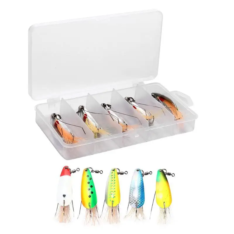 

5pcs/box Mixed Colors Fishing Lures Spoon Bait Metal Lure Kit Sequins Noise Hook Tackle Fishing Geer
