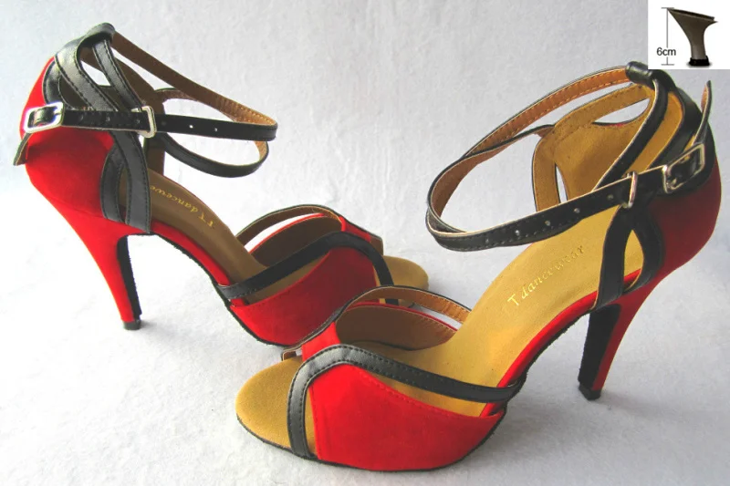 Стильная женская обувь красный бархат латинский Обувь Костюмы для бальных танцев Обувь для танцев сальса танго Обувь Размер 4, 4.5, 5, 5.5, 6, 6.5, 7, 7.5, 8, 8.5, 9, 9.5, 10 - Цвет: 6cm flare heel