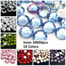 30000 шт ss20 5 мм полимерные Стразы плоские нормальные цвета#01-#18 Серебряная подложка круглый плоский клей на бусины Diy аксессуары