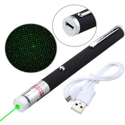 532/650nm зеленый/красный лазеры указатель свет Охота Зеленая точка USB Перезаряжаемые 5 МВт Видимый луч лазерная указка ручка Встроенный