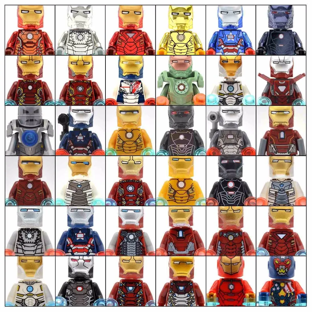 

20pcs/lot Space Mission Iron Man Mark 21 Hammer War Machine Mark 16 Ironman Building Blocks Bricks Gifts Toys for Children