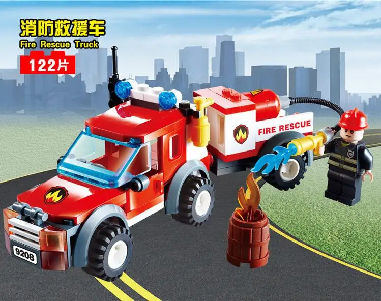 9208 122pcs Fire Rescue Constructor Model Kit Blocks Compatible LEGO Bricks Toys for Boys Girls Children Modeling