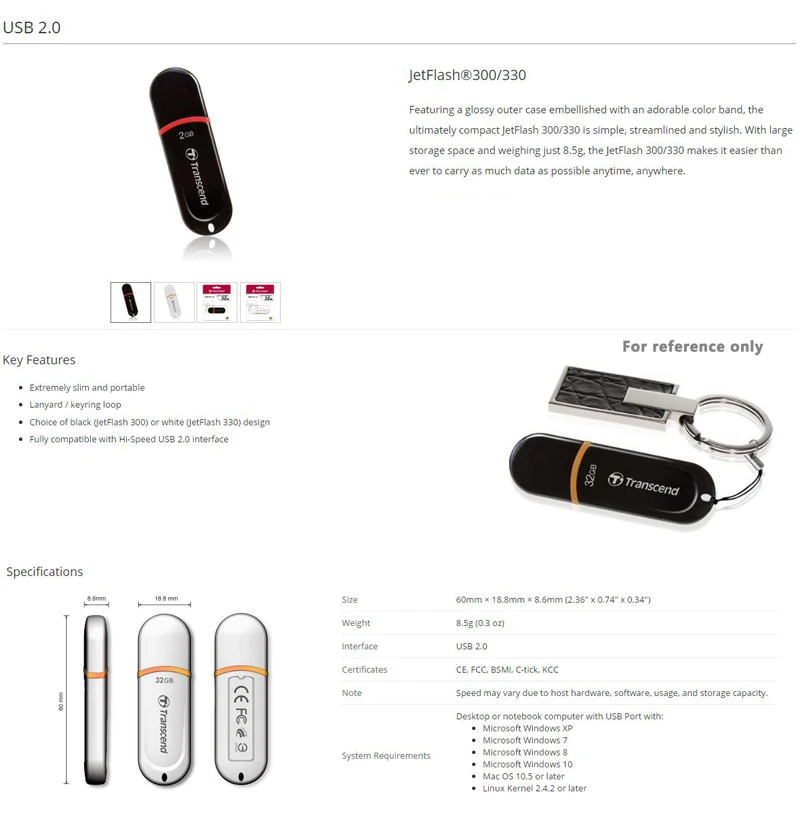 Transcend JF300 USB флеш-накопитель высокоскоростной USB флеш-накопитель бизнес-подарок USB ключ флэш-накопитель 64 ГБ 32 ГБ 16 ГБ 8 ГБ 4 ГБ