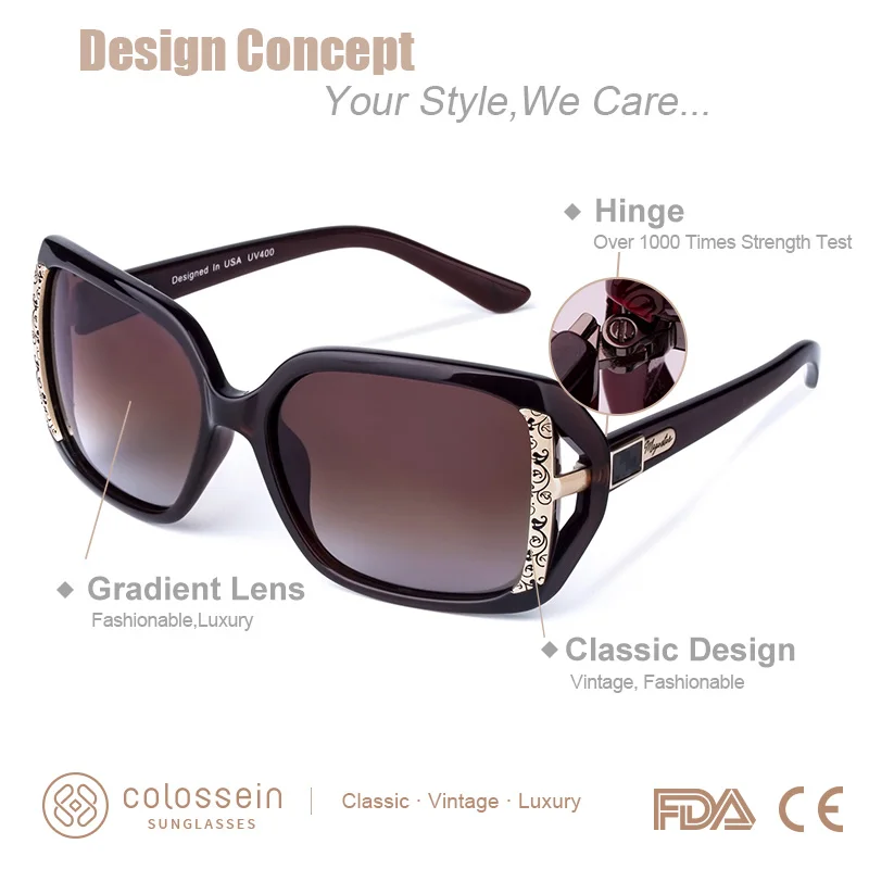 COLOSSEIN MSTAR солнцезащитные очки Для женщин поляризационные Новая мода солнцезащитные очки Роскошные постепенное легкие мягкие классические очки UV400