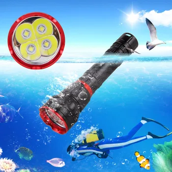 

Tactical Rechargeable 5000LM 4x XM-L2 LED 2*18650/26650 Scuba Diving Flashlight Torch Light Underwater 100M