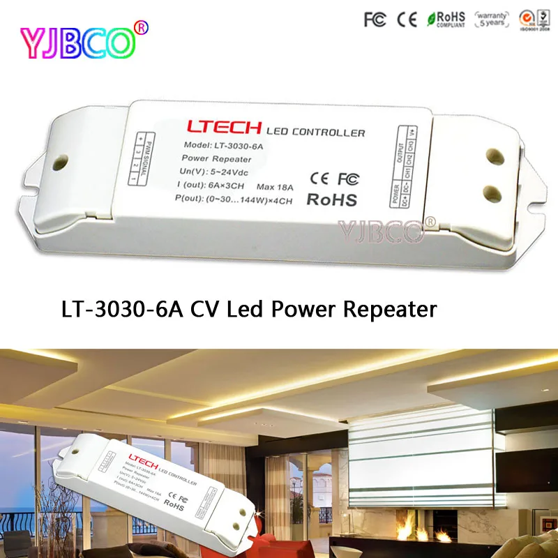 

LED controller DC5V-24V 6A*3CH output accept PWM control LT-3030-6A CV Led Power Repeater(amplifier) for RGB led strip