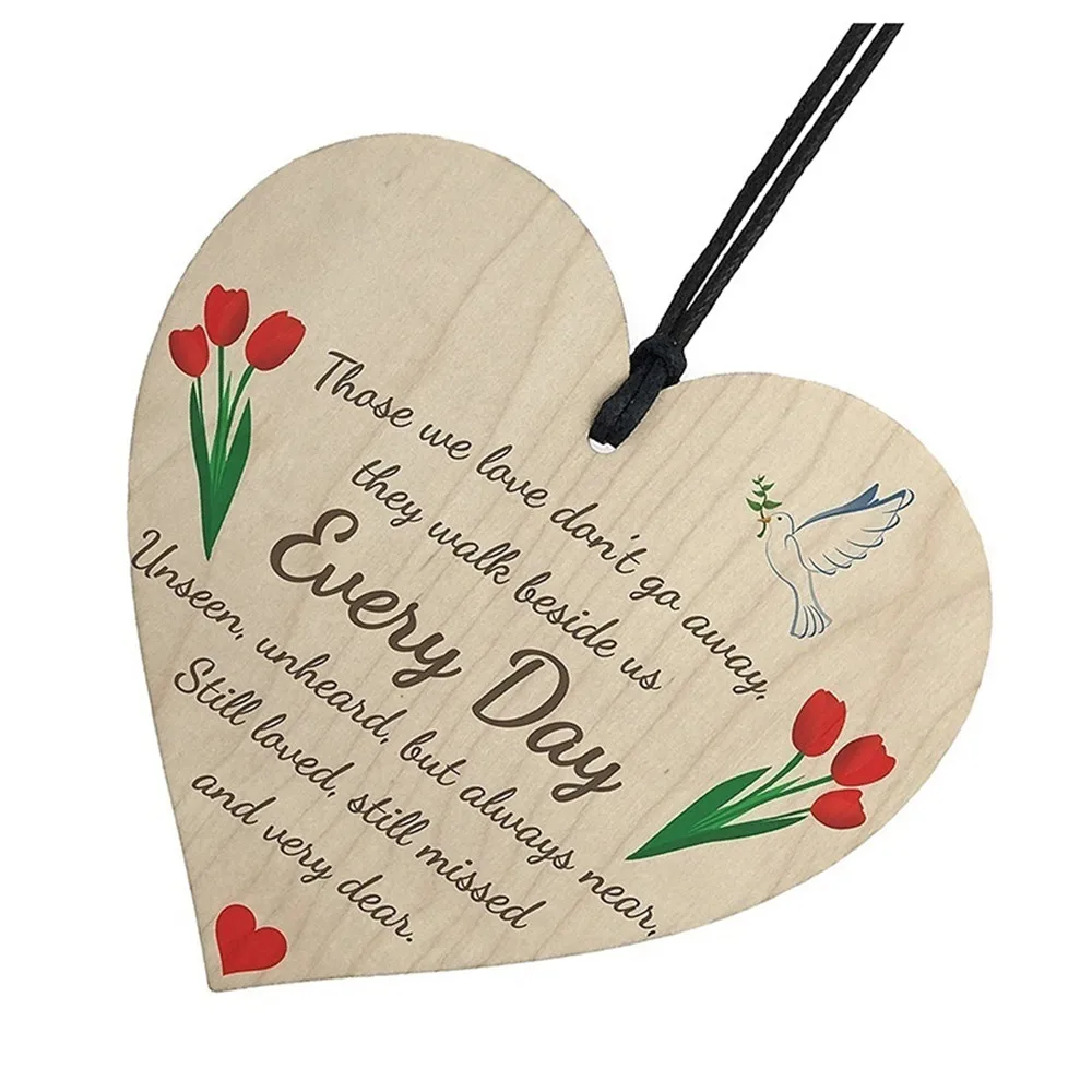 

We Love Don't Go Away Wooden Hanging Heart Memorial Plaque Heaven Sign Christmas Gift