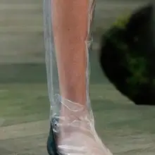 Для женщин мода ПВХ прозрачный черный, белый цвет квадратный носок сапоги до колена на среднем каблуке удобные дешевые ботинки с высоким голенищем большой размер 43