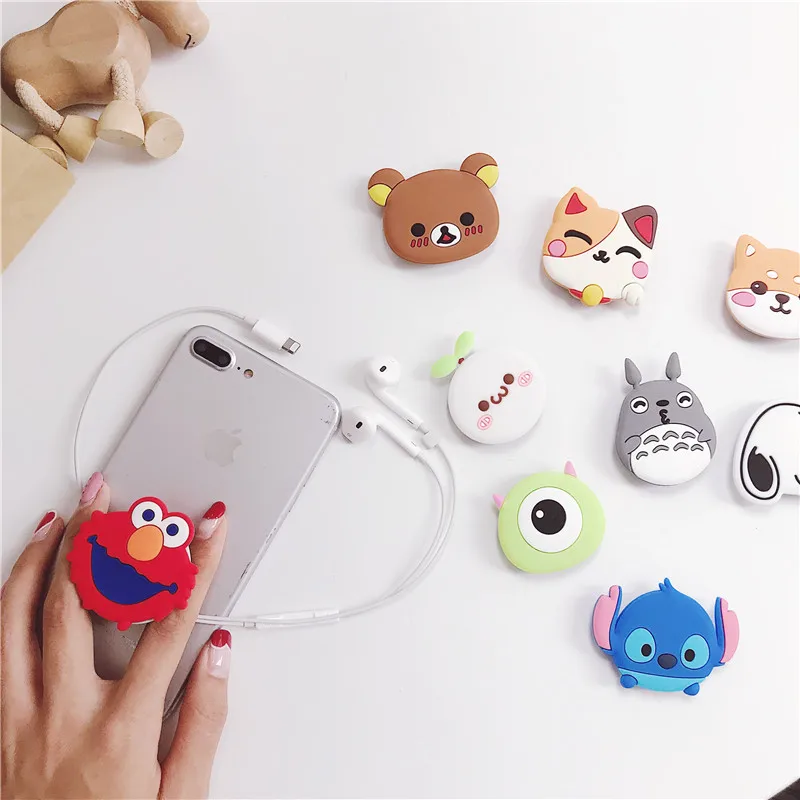

50pcs Universal phone Stand socket Expanding Stand stretch grip socket phone Holder Finger Cute cartoon stand for iphone X