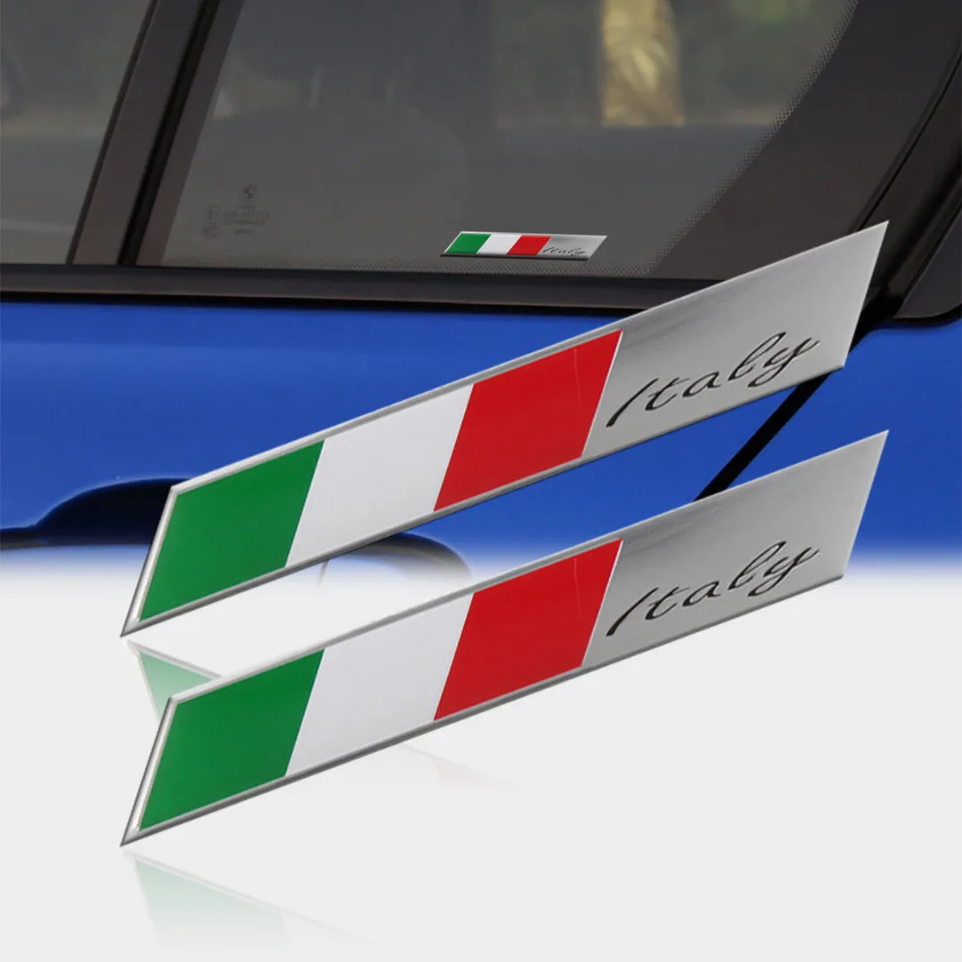 For Car Interior Exterior Decoration 2pcs Aluminum Italy Flag Car Emblem 3D Design Italian Badge Sticker Decal Decors Mayitr