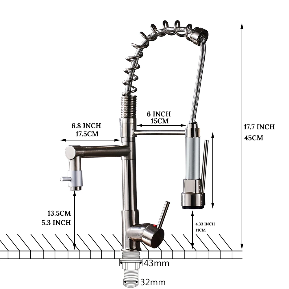 Никелевый матовый пружинный кухонный кран выдвижной распылитель двойной Носик Одной ручкой смеситель кран для раковины кухонный кран с вращением на 360