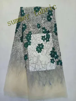 

Tulle French Fabric with sequins S411 Embroidered Tulle Fabric Black Gold African French Lace Fabric High Quality