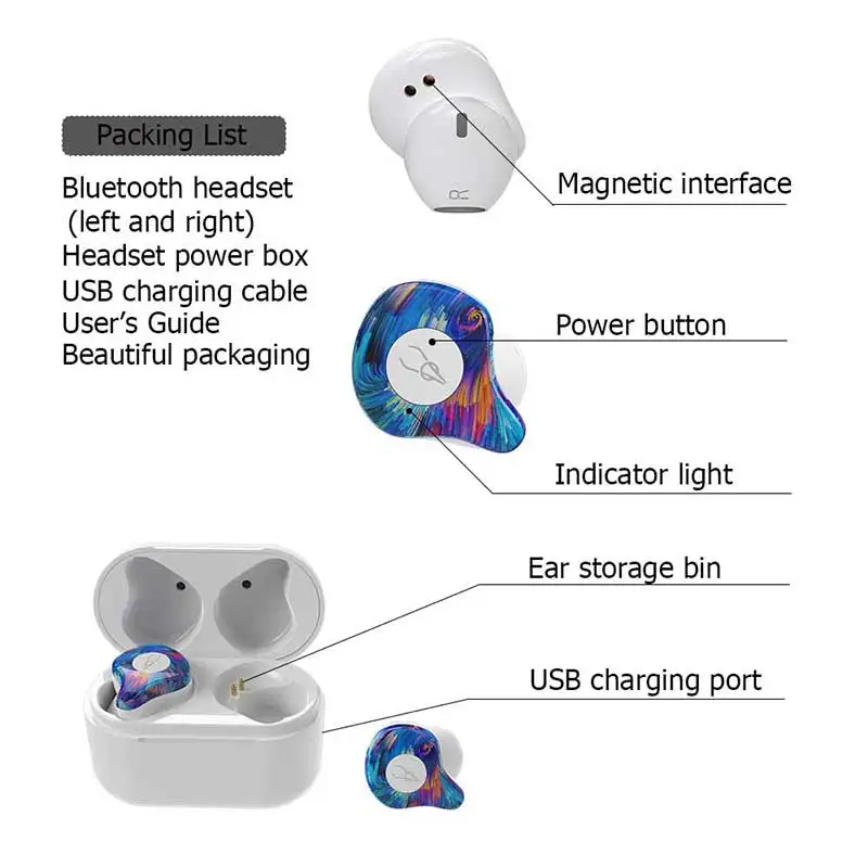 Sabbat Bluetooth 5,0, беспроводные bluetooth наушники, беспроводная гарнитура с шумоподавлением, настоящий стерео звук для телефона