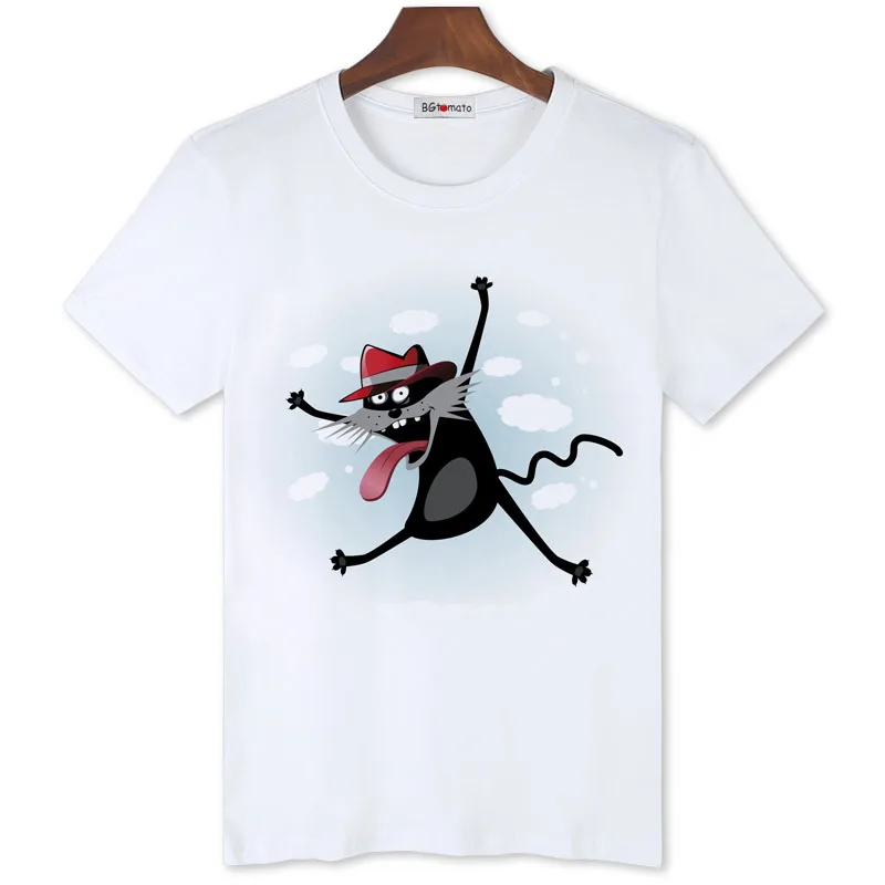 

Funny cat cartoon t shirts men's new style personaltiy trendy shirts Brand good quality casual shirts