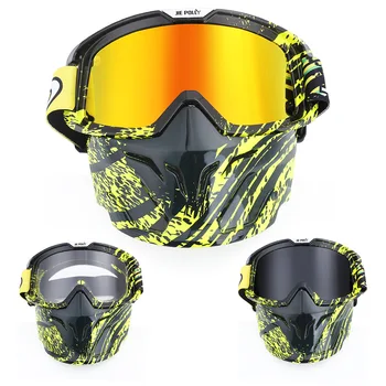 

Motocross Modular Mask Detachable Goggles Mouth Filter For Open Face Half Face Helmet Vintage Helmets ATV MTB Bicycle Sunglasses