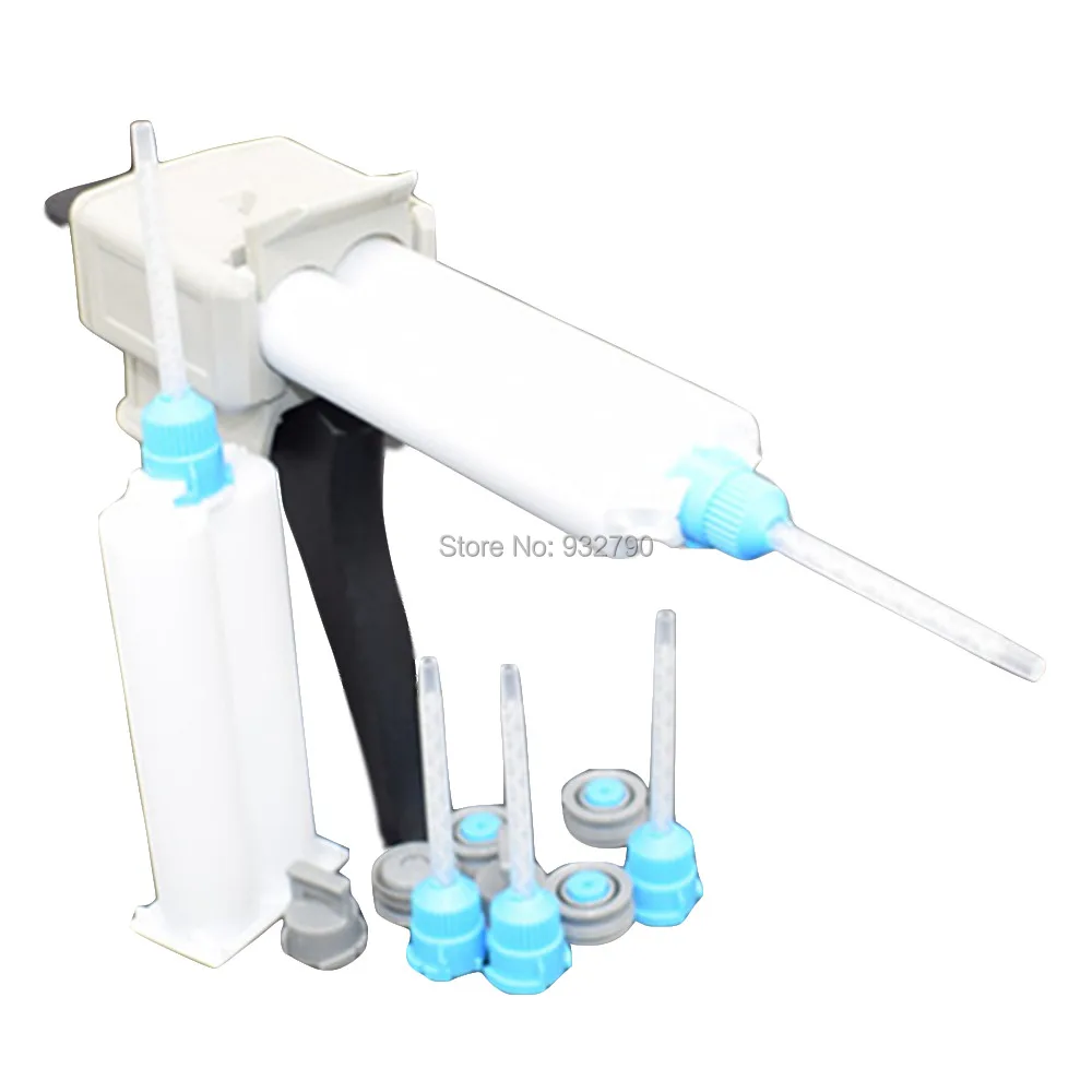

2pcs 50ml Duo-Pak Adhesive Cartridges + 5pcs 1:1 Mixing Nozzles + 1:1 Mix Ratio Manual Epoxy Applicator 2-part Dispensing Gun