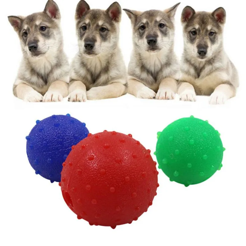Pet dog ball toy Bell Sting Float Natural Rubber Ball Dog Bite Thorn