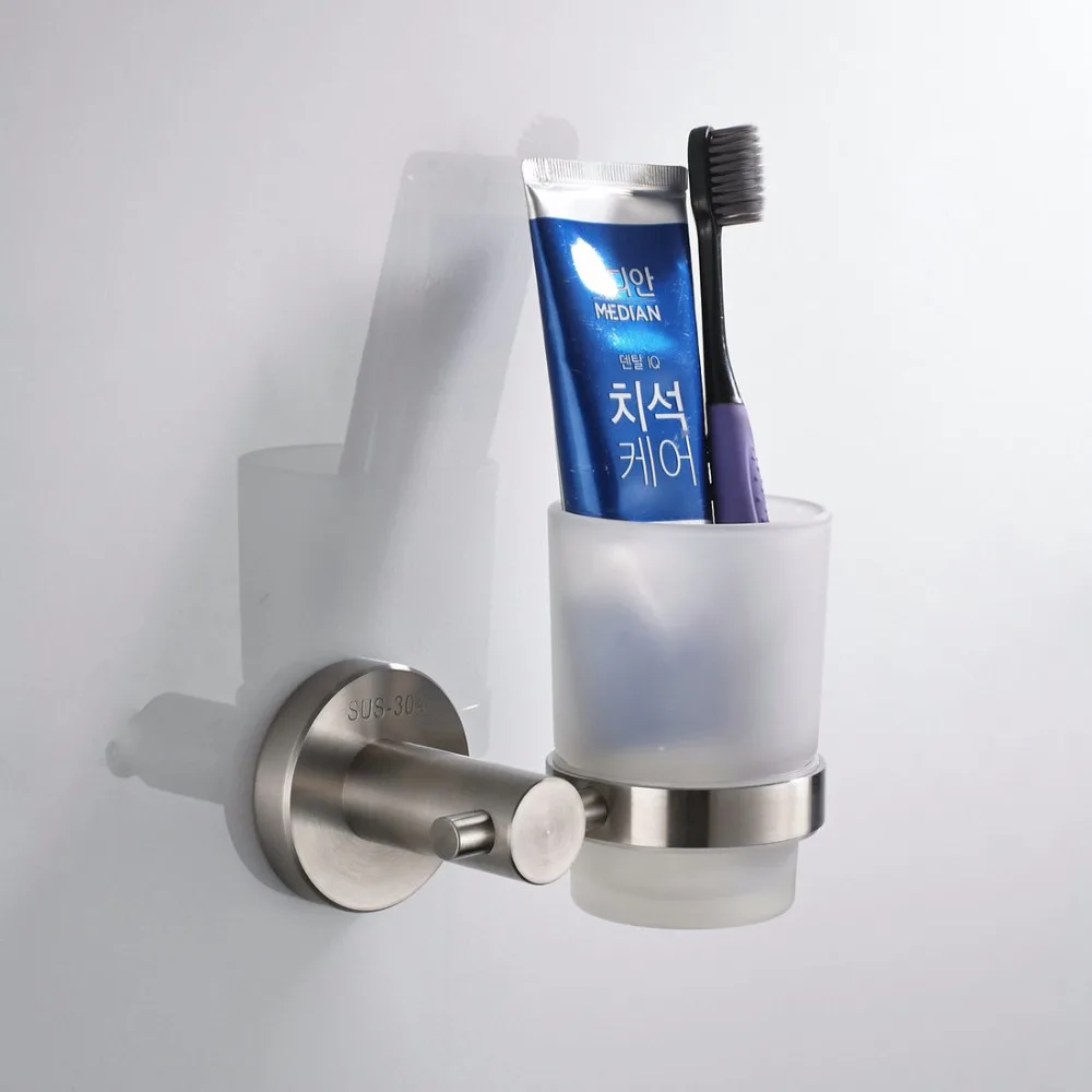 YANKSMART Chrome Finish Nickel Brush Stainless Steel Wall Mounted Bathroom Toothbrush Holder Rack Shelf