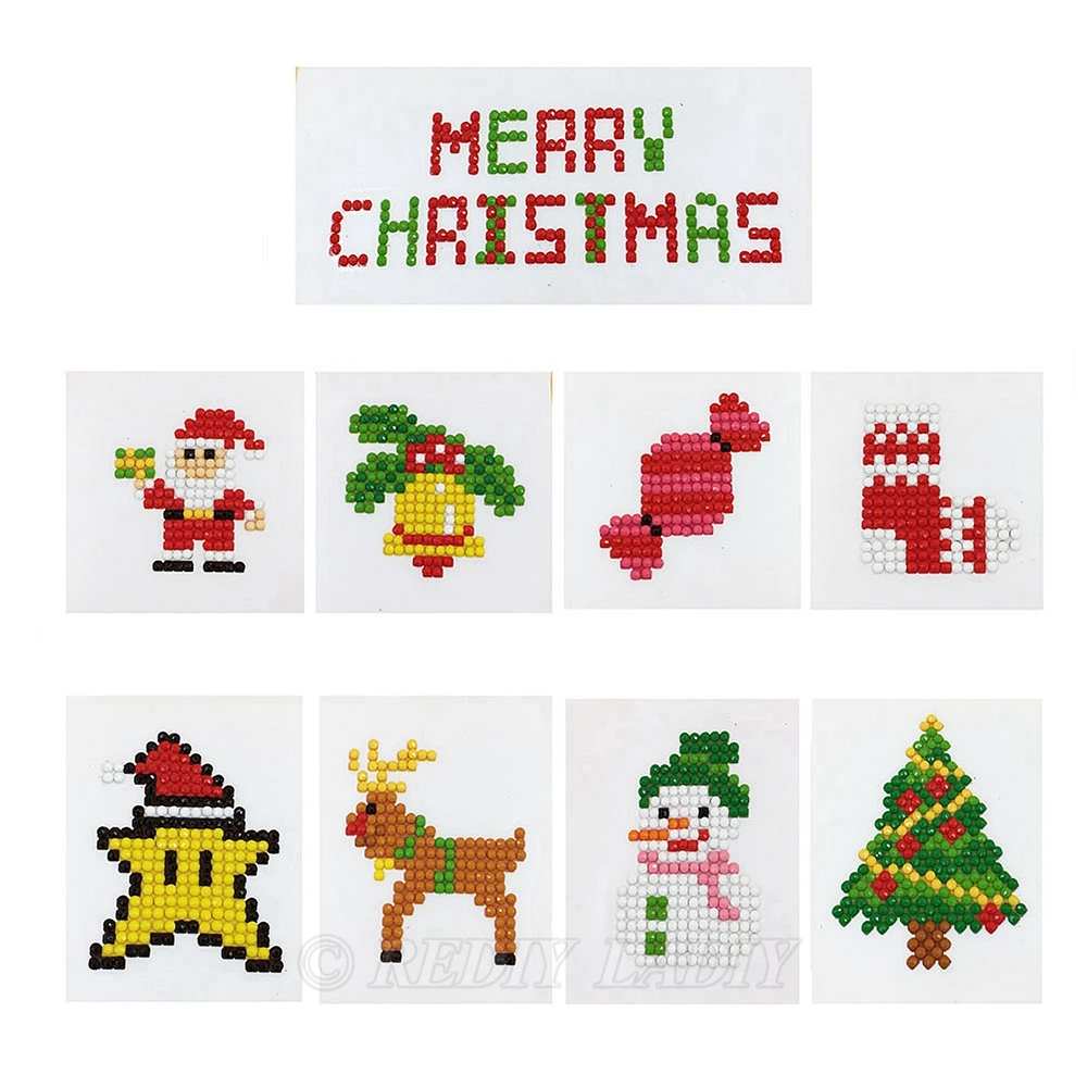 

Diamond Sticker Happy New Year Mosaic Pattern Crystal Round Diamond Embroidery Merry Christmas Gift 5D Diamond Painting For Kids