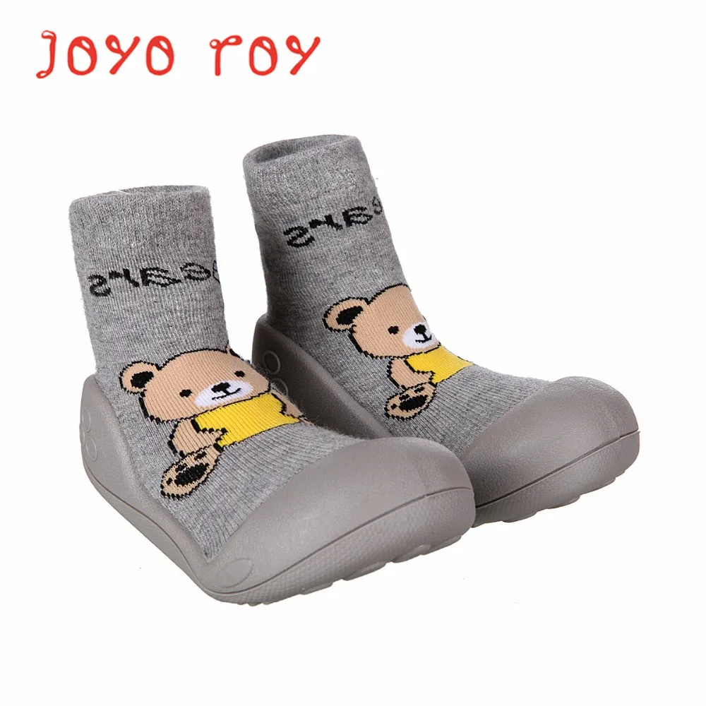 

Joyo roy Baby Shoes Socks Gray Bear Knit Stretch Non-Slip Socks Rubber Baby Toddler Shoes FF621R