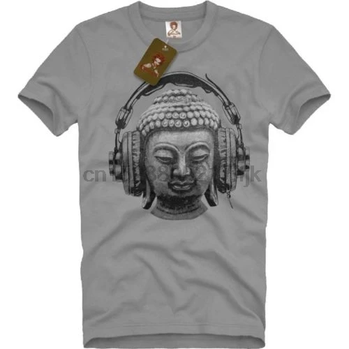 Футболка мужская DJ BUDDHA с наушниками Музыкальный клуб танс Гоа технология хип-хоп