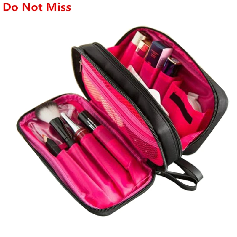 2017 New Cosmetic Bag Women Cosmetic Makeup Bag Brush Case Black Waterproof Professional Travel Organizer Make
