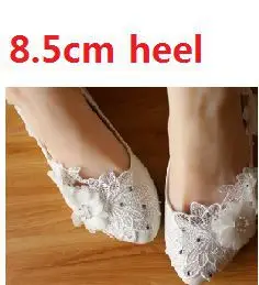 Туфли-лодочки с белыми кружевными цветами Женские свадебные туфли на среднем и низком Обувь на высоком каблуке милые женские туфли ручной работы обувь для невест; Цвет: красный, праздничное платье обувь - Цвет: 8 point 5 cm heel