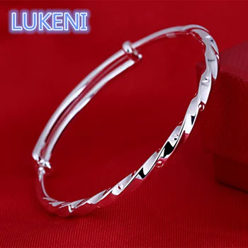 

LUKENI Authentic S990 Sterling Silver Classic spiral adjustable bracelet Bracelets & bangles for women Free shipping S307