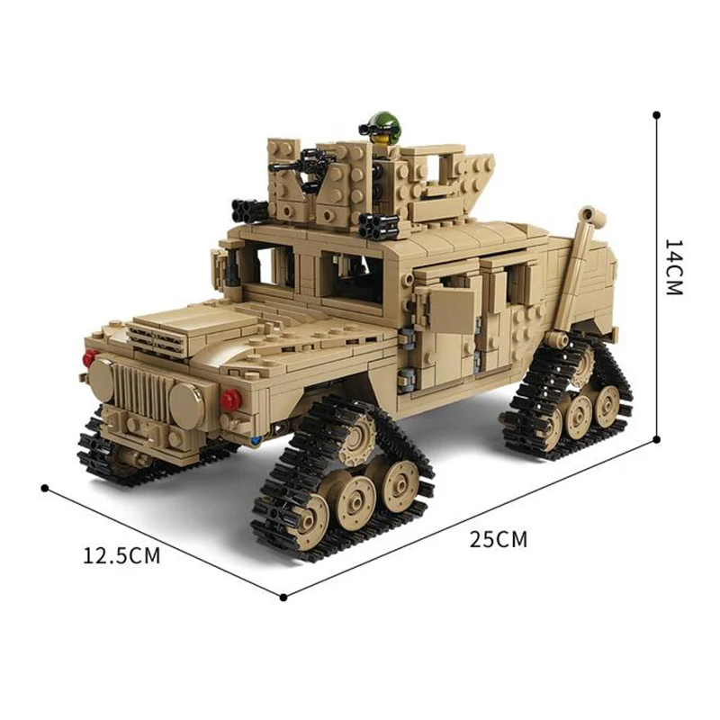  KAZI 10000 Century Military M1A2 Abrams Tank Cannon Deformation Hummer Car Building Blocks Brick To