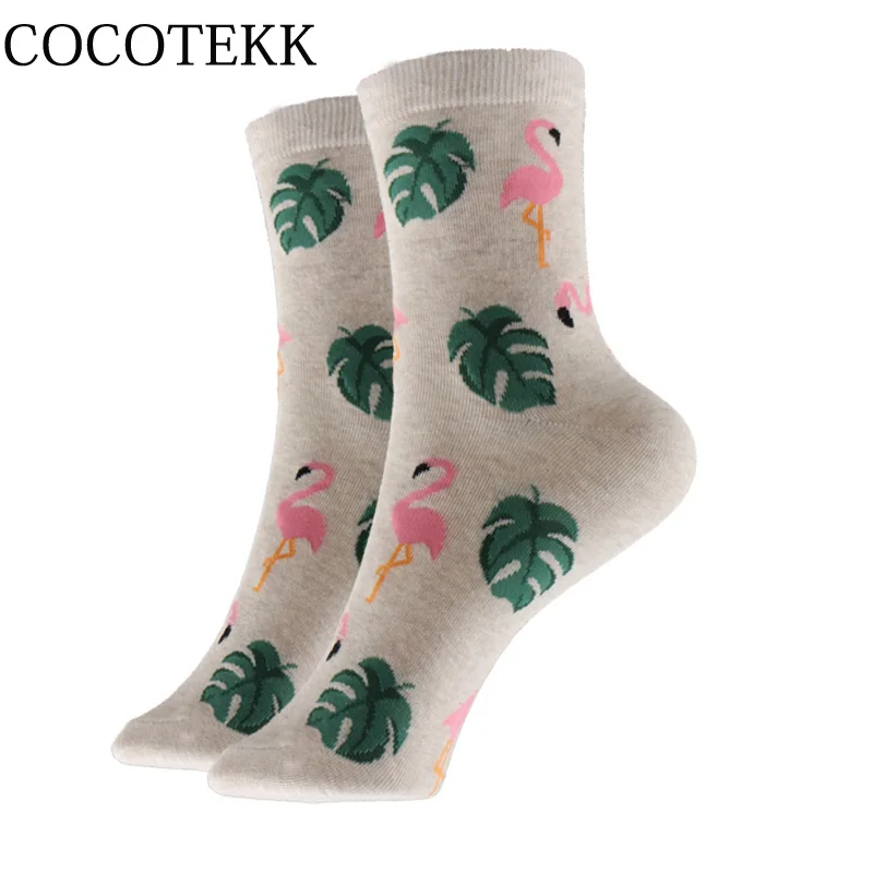 COCOTEKK Harajuku/корейские модные женские носки из чесаного хлопка; носки с лисой, ананасом, авокадо, бананом, фруктами; забавные Женские носочки в подарок - Цвет: bird