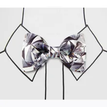 Мужская Весна мужчина случайные лук галстук Мужская серебристо-серый diamond cut трехмерной печати жених свадебные