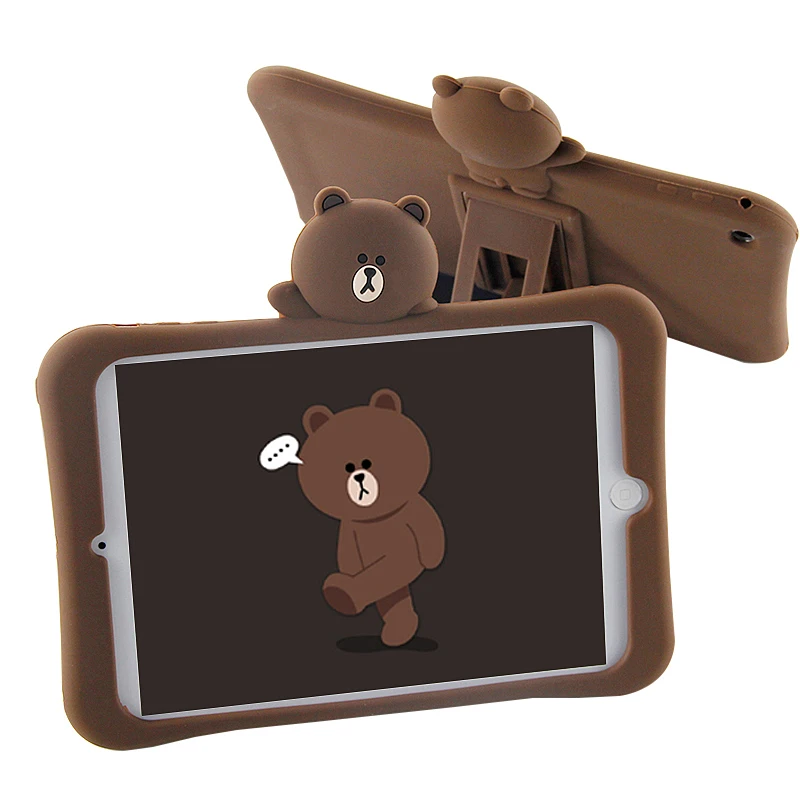 Bear Silicone Soft Case Stand Case For iPad Mini 4 3 2 1 Pro 9.7 10.5 Inch 2 3 4 For iPad Air 2 1 2017 2018 A1822 A1823 P15