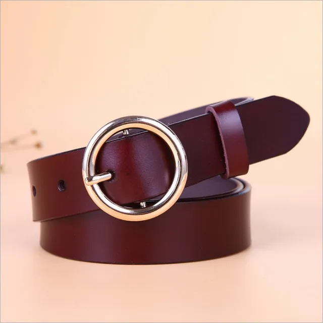 New Design Fashion Women's Belts Genuine Leather Brand Straps Female Waistband gold Pin Buckle belt student Jeans cowskin lady red brown color