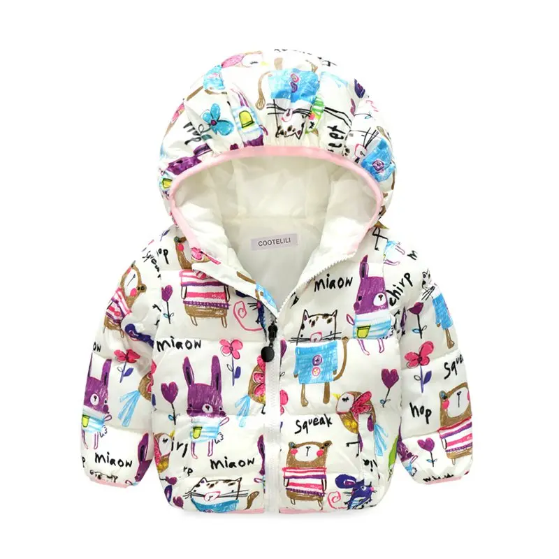 COOTELILI  80-130cm  Fashion Rabbit Pringting Winter Infant Cotton Jackets Kids Girls Coat Warm Baby Girl Clothes For Children  (8)