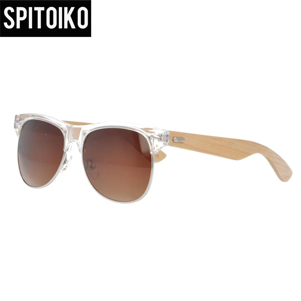 Классические солнцезащитные очки с бамбуковым покрытием дужки Зеркальные Солнцезащитные очки Мода UV400 WPB1029
