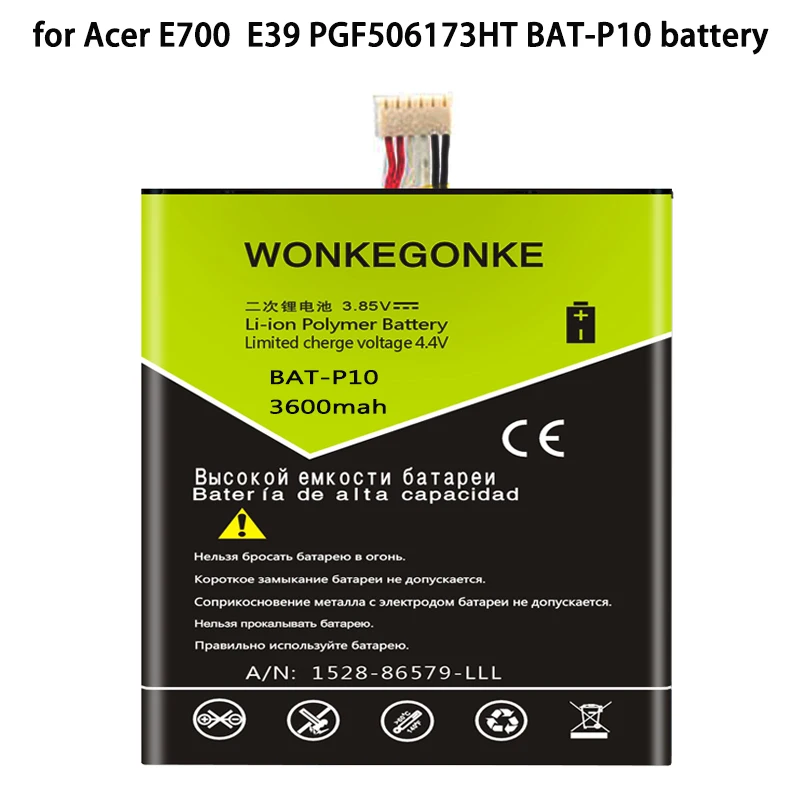 

WONKEGONKE BAT-P10 for Acer Liquid E700 for Triple E39 PGF506173HT battery Batteries