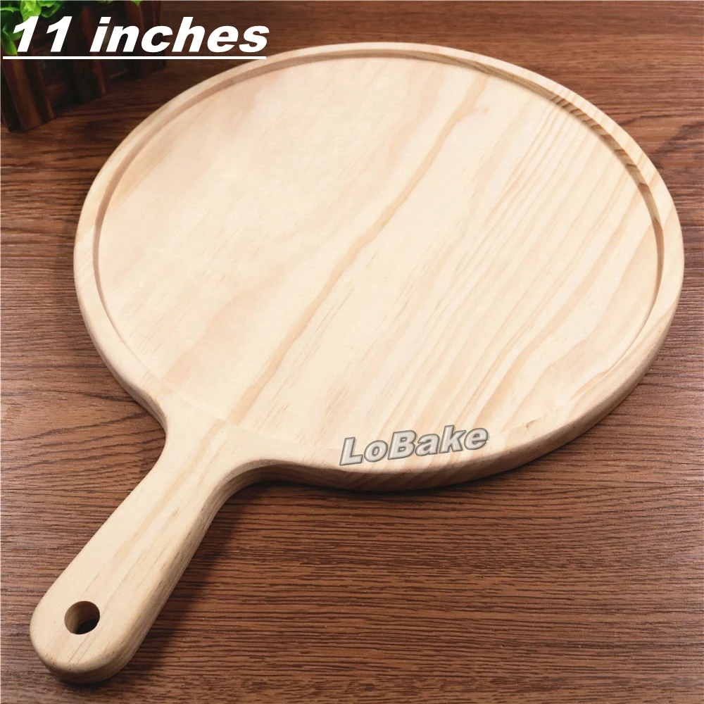 11 inches height 1.7cm wooden round pizza pan with handle pizza stones pie pancake pans bread
