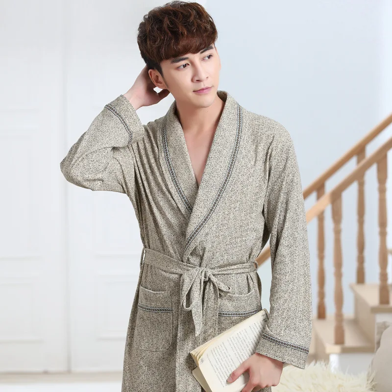 New Robe Man Bathrobe Nightgowns New Men's Cotton Pajamas Yukata Men Badjas Mannen Peignoir De
