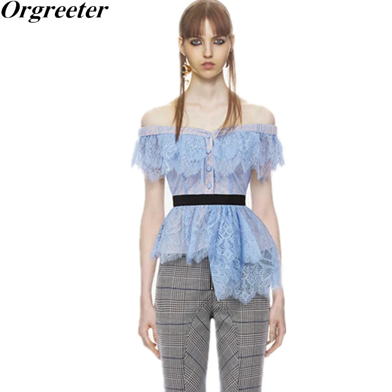 High Quality Self Portrait Lace Blouse Tops 2018 new arrive Off the
